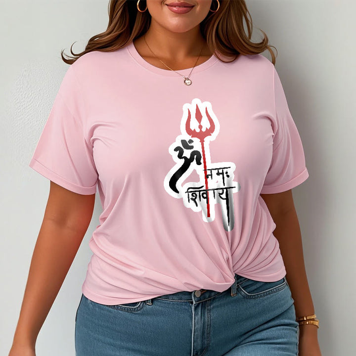 Buddha StonesOM NAMAH SHIVAYA 赤いトライデントプロフィール コットンTシャツ - image 9