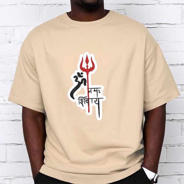 Buddha StonesOM NAMAH SHIVAYA 赤いトライデントプロフィール コットンTシャツ - image 19