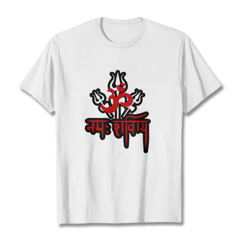 Buddha StonesOM NAMAH SHIVAYA 三つの三叉槍 コットンTシャツ - 白 - 2XL - image 6