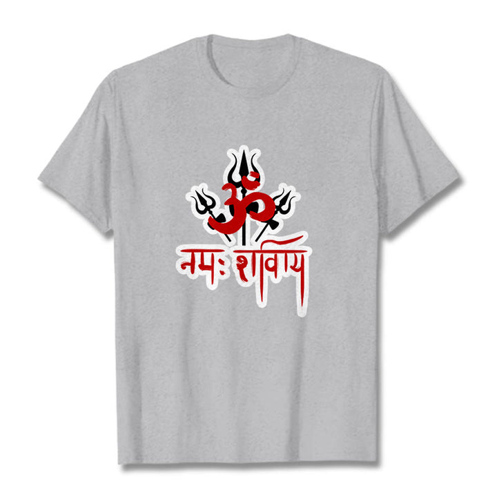 Buddha StonesOM NAMAH SHIVAYA 三つの三叉槍 コットンTシャツ - ライトグレー - 2XL - image 20