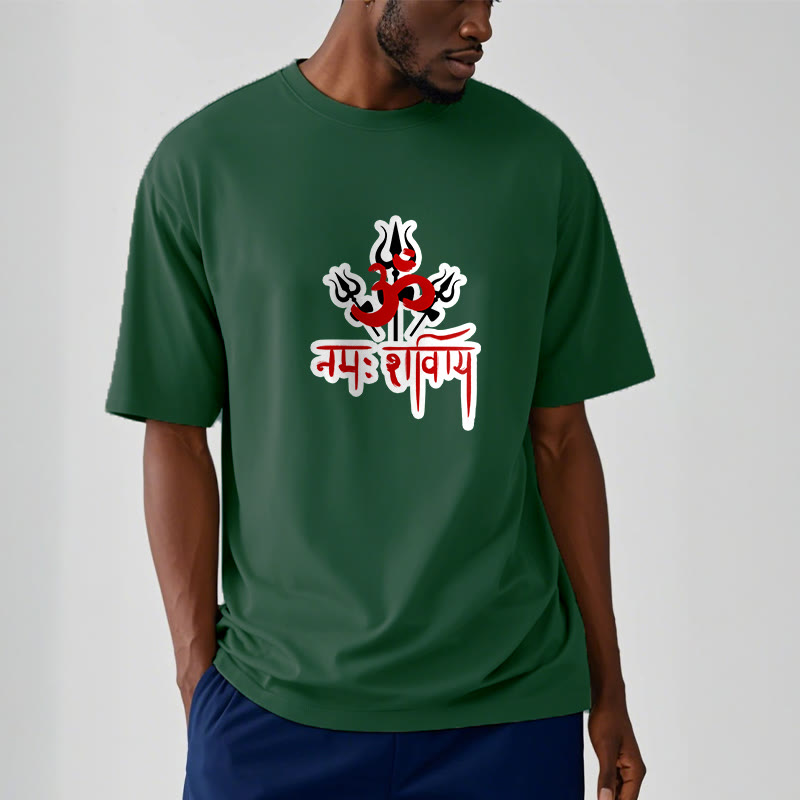 Buddha StonesOM NAMAH SHIVAYA 三つの三叉槍 コットンTシャツ - image 15