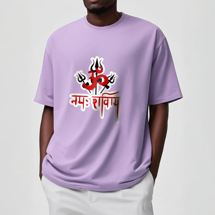 Buddha StonesOM NAMAH SHIVAYA 三つの三叉槍 コットンTシャツ - image 19