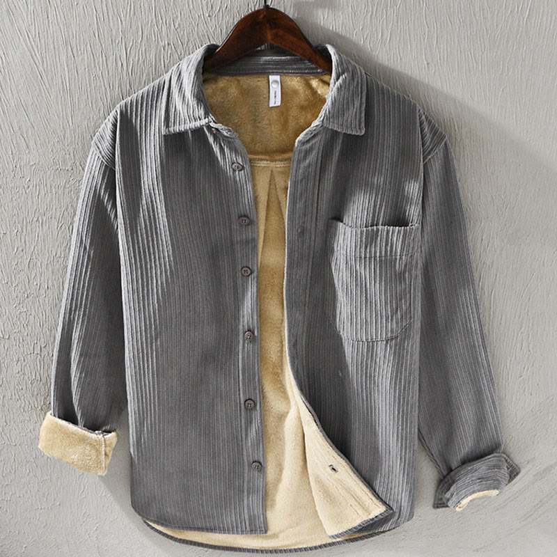 Buddha Stonesメンズ 長袖 フリース 裏地 ポケット付き コーデュロイ 快適シャツ - ダークグレー - US/UK/AU40、EU50（3XL） - image 10