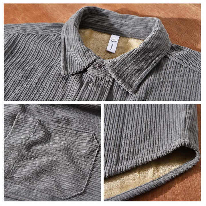 Buddha Stonesメンズ 長袖 フリース 裏地 ポケット付き コーデュロイ 快適シャツ - image 11