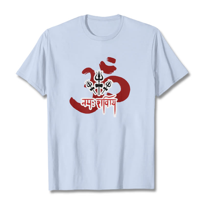 Buddha StonesOM NAMAH SHIVAYA 三つの小さな三叉槍 コットンTシャツ - ライトシアン - 2XL - image 12