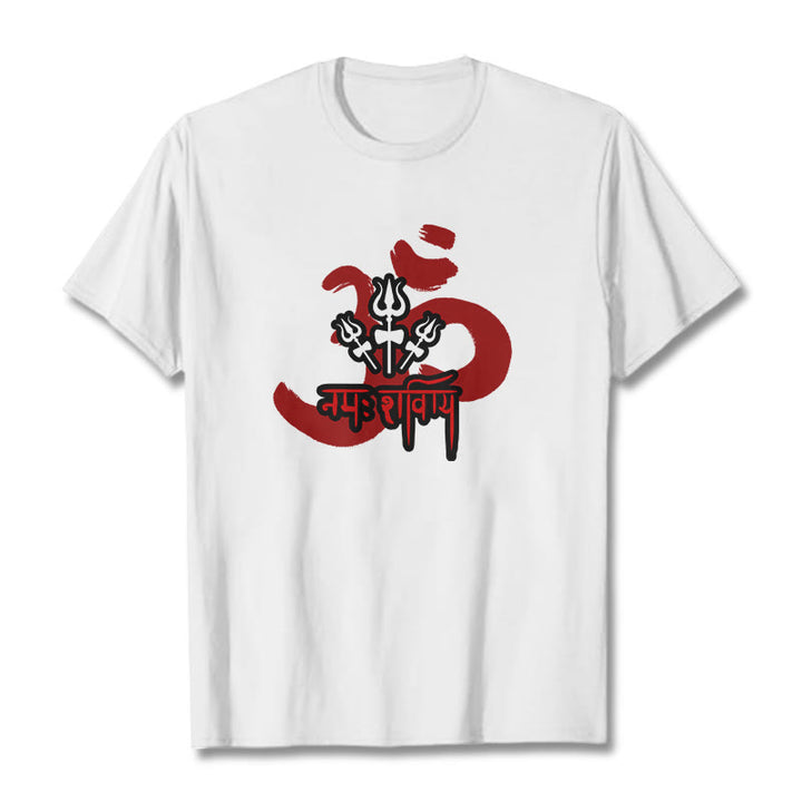 Buddha StonesOM NAMAH SHIVAYA 三つの小さな三叉槍 コットンTシャツ - 白 - 2XL - image 17
