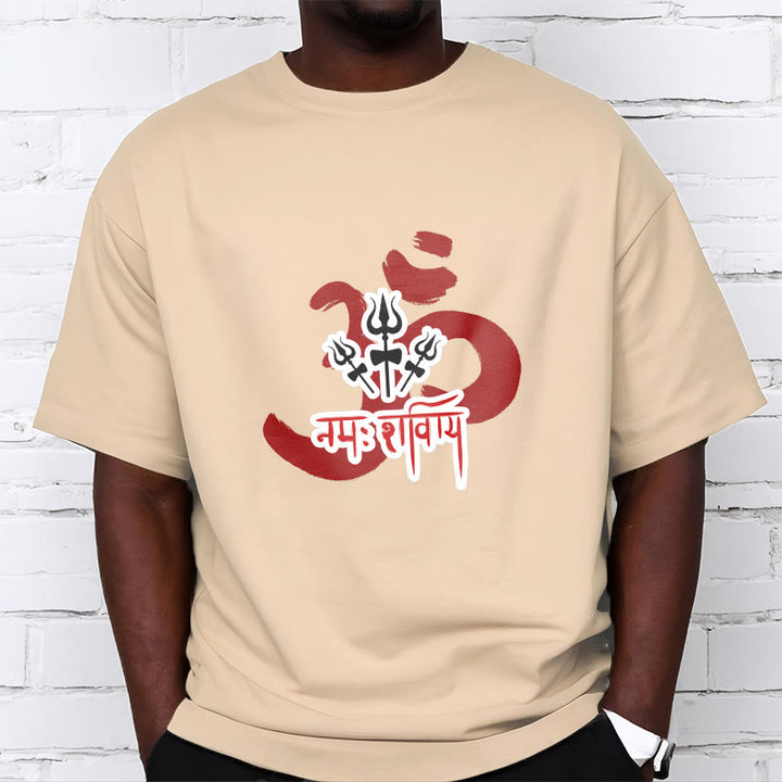 Buddha StonesOM NAMAH SHIVAYA 三つの小さな三叉槍 コットンTシャツ - image 2