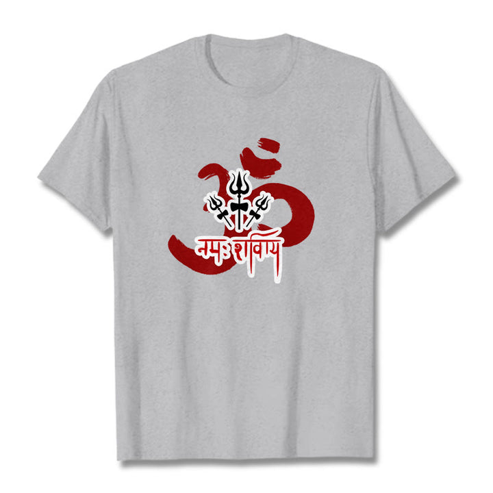 Buddha StonesOM NAMAH SHIVAYA 三つの小さな三叉槍 コットンTシャツ - ライトグレー - 2XL - image 20