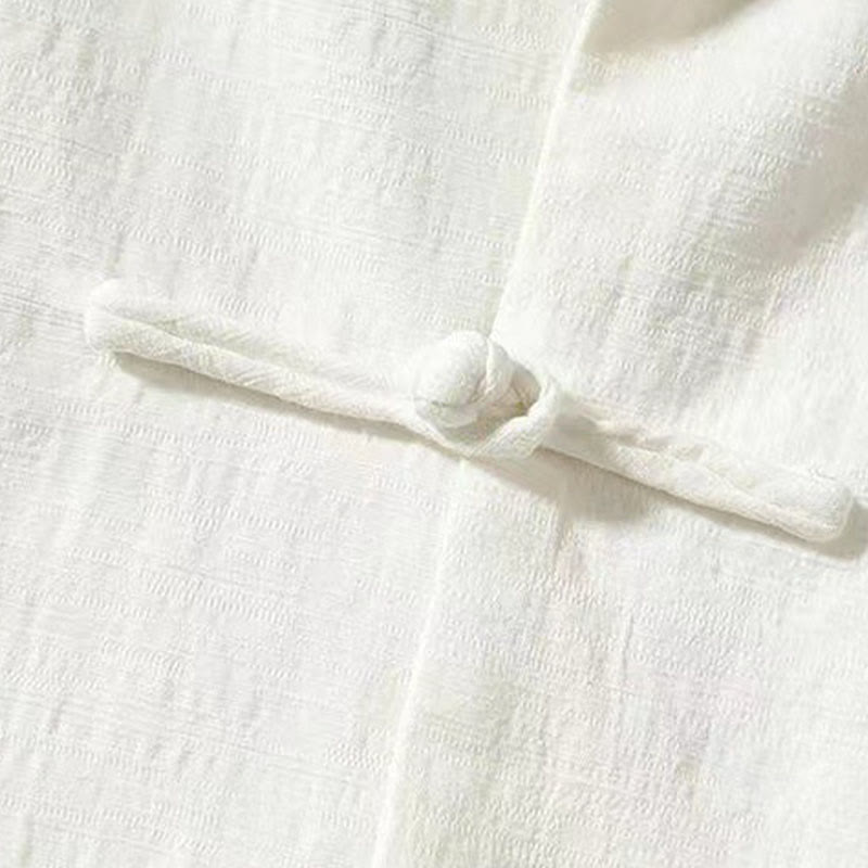 Buddha Stonesメンズ タン ロングスリーブ シャツ フロッグボタン ポケット付き スタンドカラー コンフォートリネンシャツ - image 3