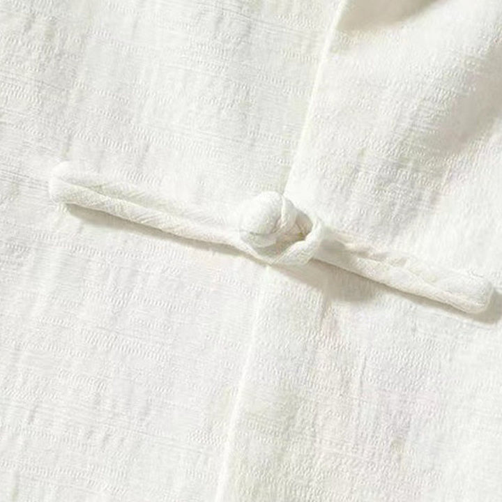 Buddha Stonesメンズ タン ロングスリーブ シャツ フロッグボタン ポケット付き スタンドカラー コンフォートリネンシャツ - image 3