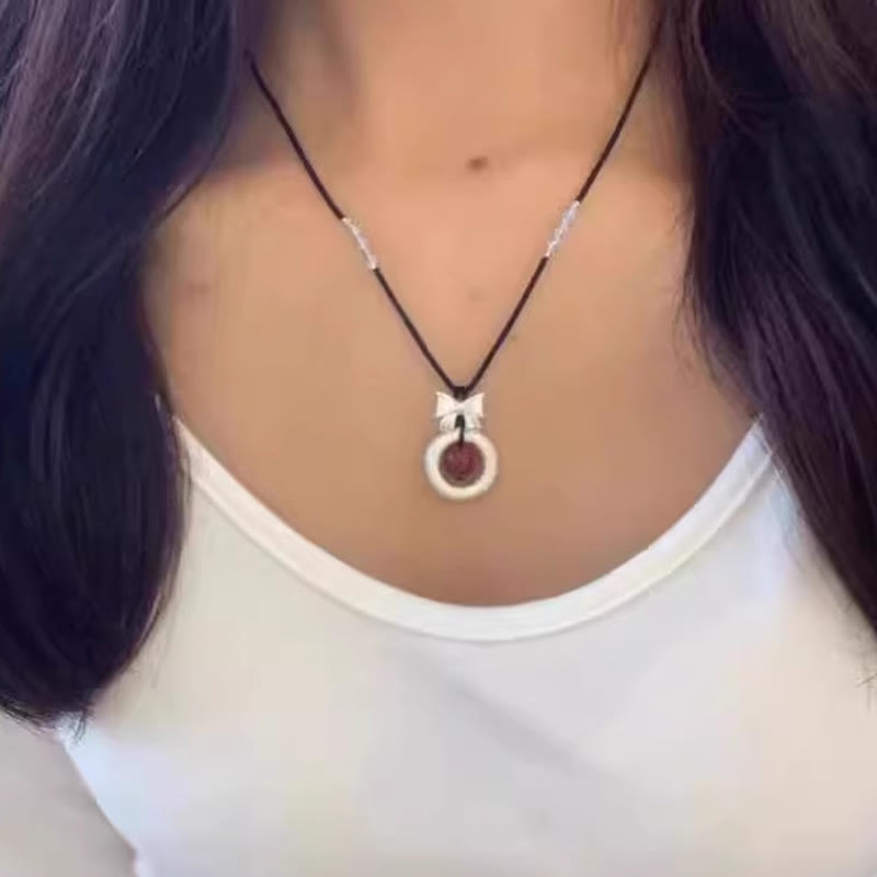 Buddha Stones999スターリングシルバー レッドアゲート ピースバックル 祝福ネックレスペンダント