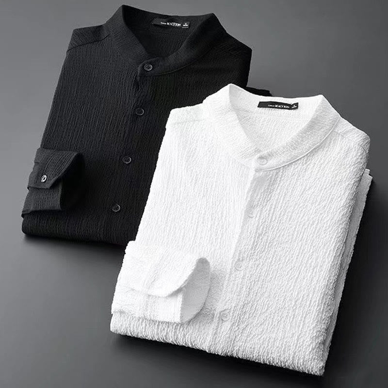 Buddha Stones純色長袖トップスパンツ服メンズセット - image 1