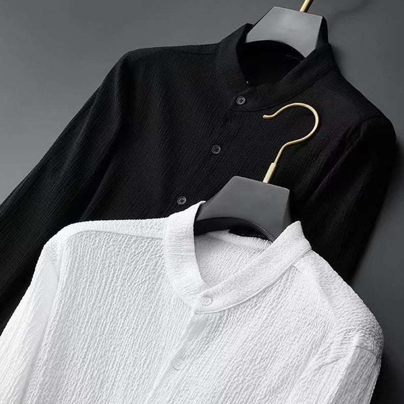 Buddha Stones純色長袖トップスパンツ服メンズセット - image 9