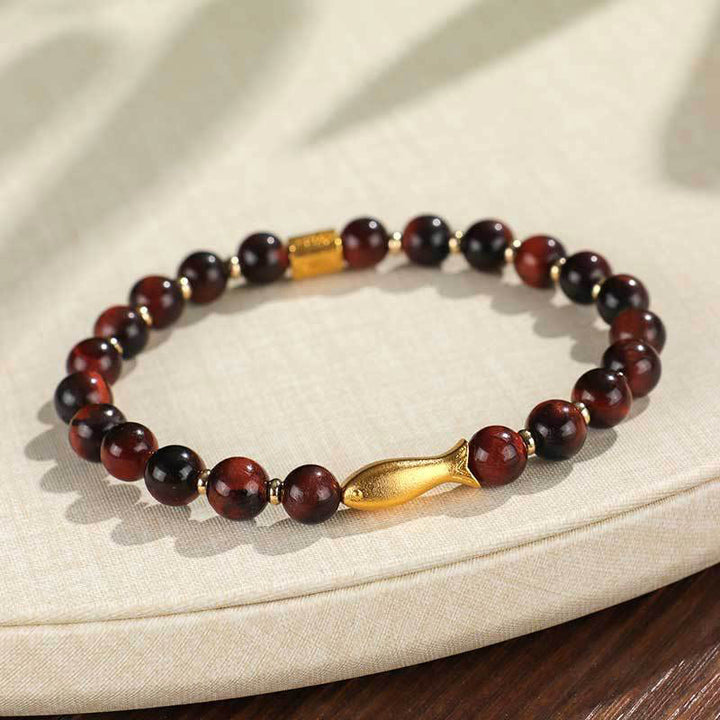 Buddha Stonesタイガーアイ鯉勇気ブレスレット