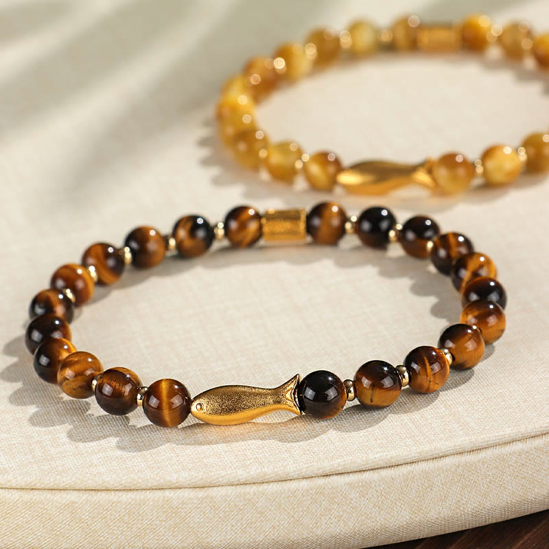 Buddha Stonesタイガーアイ鯉勇気ブレスレット