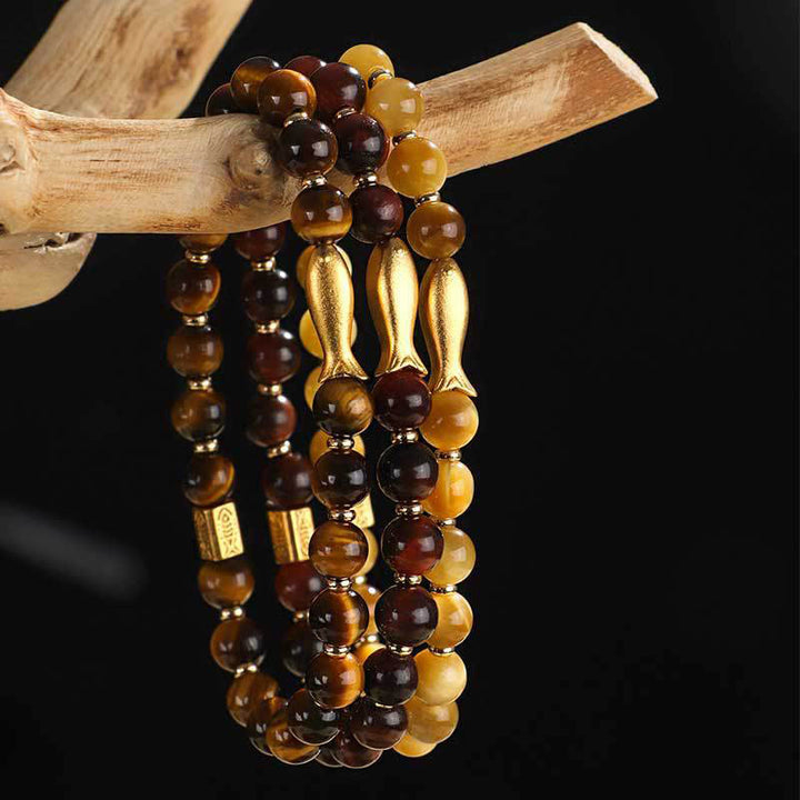 Buddha Stonesタイガーアイ鯉勇気ブレスレット