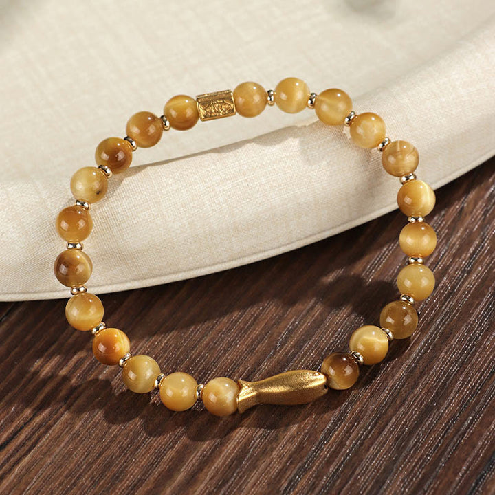 Buddha Stonesタイガーアイ鯉勇気ブレスレット