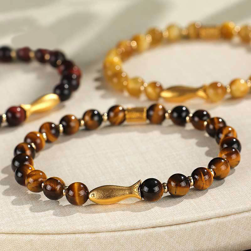 Buddha Stonesタイガーアイ鯉勇気ブレスレット