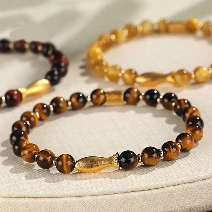 Buddha Stonesタイガーアイ鯉勇気ブレスレット