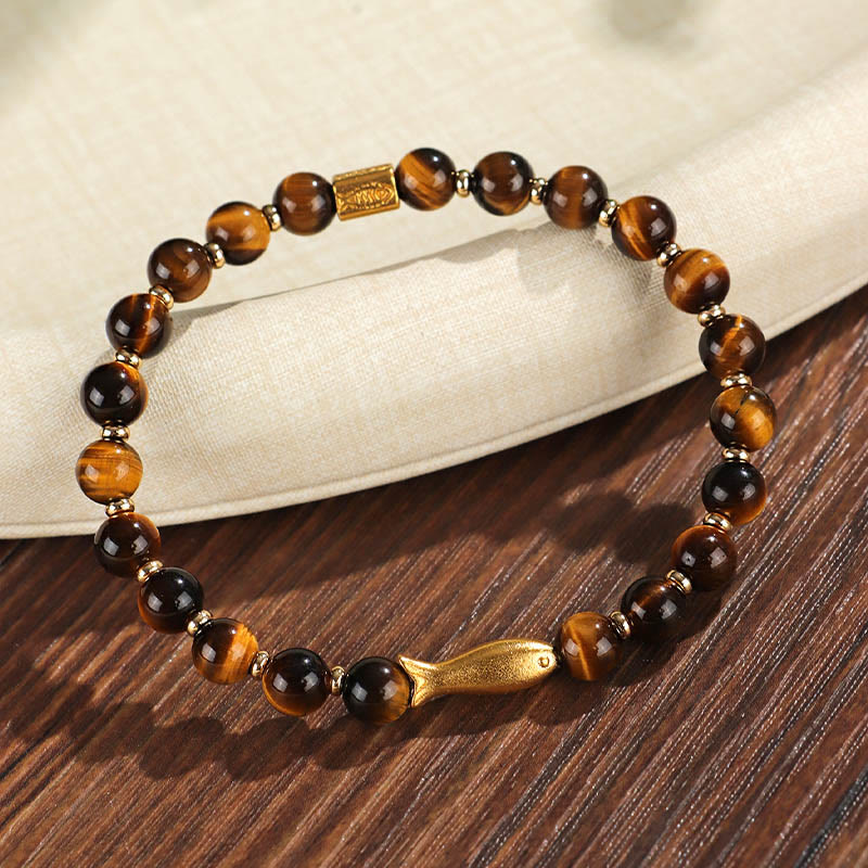 Buddha Stonesタイガーアイ鯉勇気ブレスレット