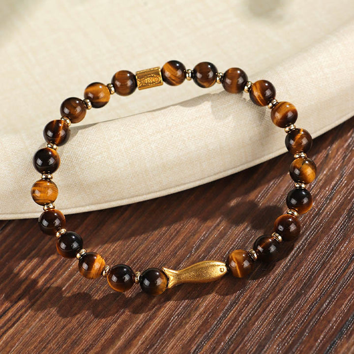 Buddha Stonesタイガーアイ鯉勇気ブレスレット