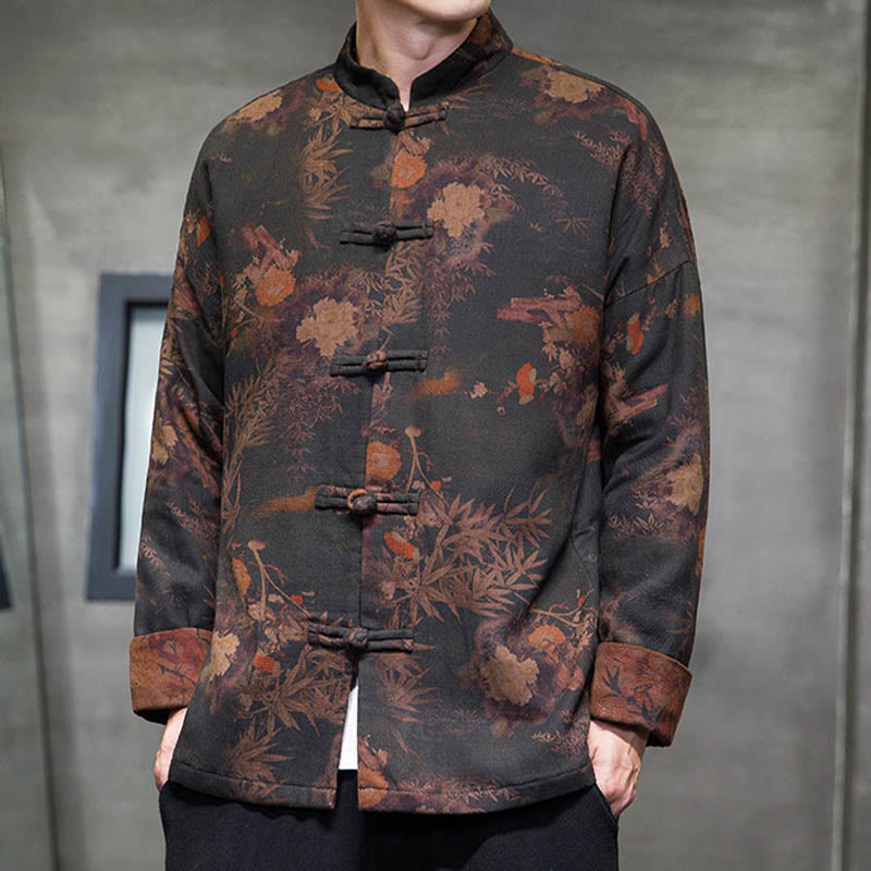 Buddha Stonesカエルボタン 中国唐装 ロングシャツ コットン メンズ ジャケット 衣類 - image 1