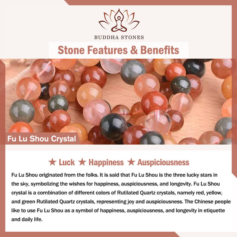 Buddha Stones天然福禄寿水晶和田白翡翠真珠幸運ブレスレット
