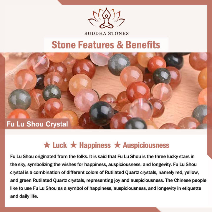 Buddha Stones天然福禄寿水晶和田白翡翠真珠幸運ブレスレット