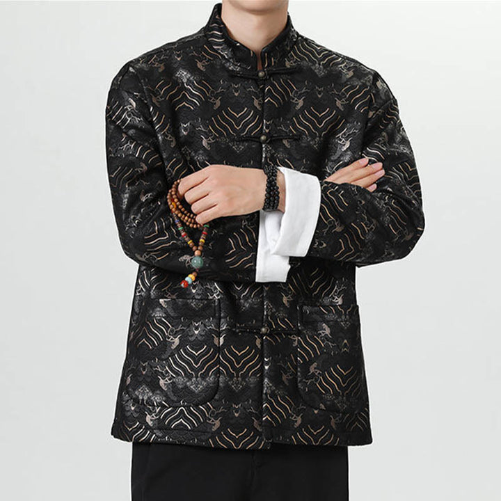 Buddha Stonesカエルボタン 中国唐装 波型 ロングシャツ メンズ ジャケット 衣類 - image 2
