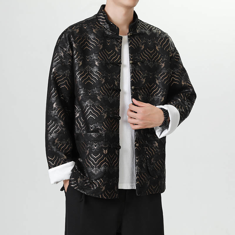 Buddha Stonesカエルボタン 中国唐装 波型 ロングシャツ メンズ ジャケット 衣類 - image 3
