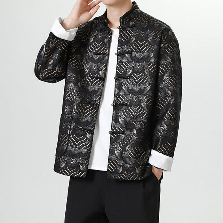 Buddha Stonesカエルボタン 中国唐装 波型 ロングシャツ メンズ ジャケット 衣類 - image 6