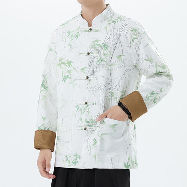 Buddha Stonesプリント竹カジュアルフロッグボタンスパンデックスメンズジャケットシャツ服 - image 24