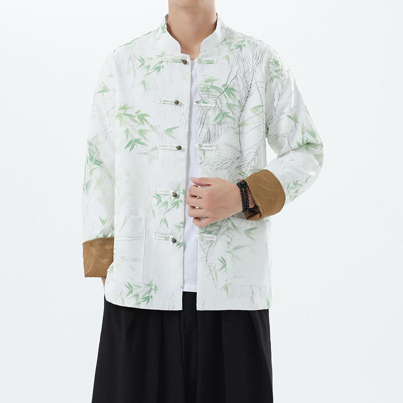 Buddha Stonesプリント竹カジュアルフロッグボタンスパンデックスメンズジャケットシャツ服 - image 23