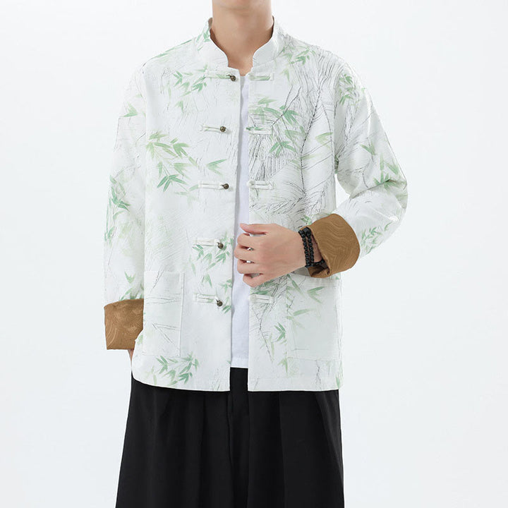 Buddha Stonesプリント竹カジュアルフロッグボタンスパンデックスメンズジャケットシャツ服 - image 23