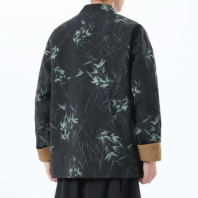 Buddha Stonesプリント竹カジュアルフロッグボタンスパンデックスメンズジャケットシャツ服 - image 9