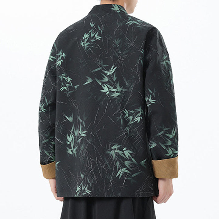 Buddha Stonesプリント竹カジュアルフロッグボタンスパンデックスメンズジャケットシャツ服 - image 9