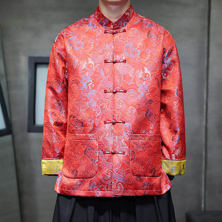 Buddha Stonesカエルボタン 中国唐装 スタンドカラー ロングシャツ メンズ ジャケット 衣類 - オレンジレッド - US/UK/AU46、 EU56 (5XL) - image 8