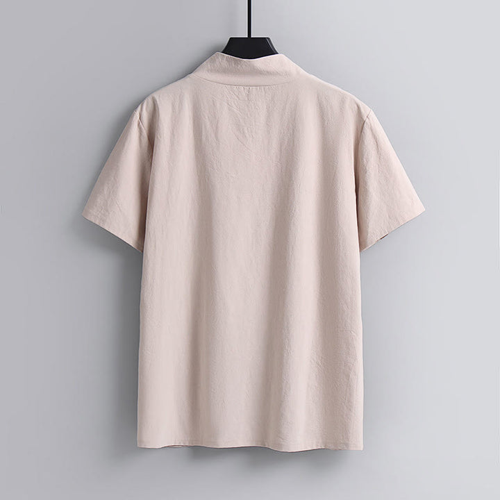 Buddha StonesゆったりメンズTシャツ 無地トップス 半袖 Vネック 通気性 リネンシャツ - image 5