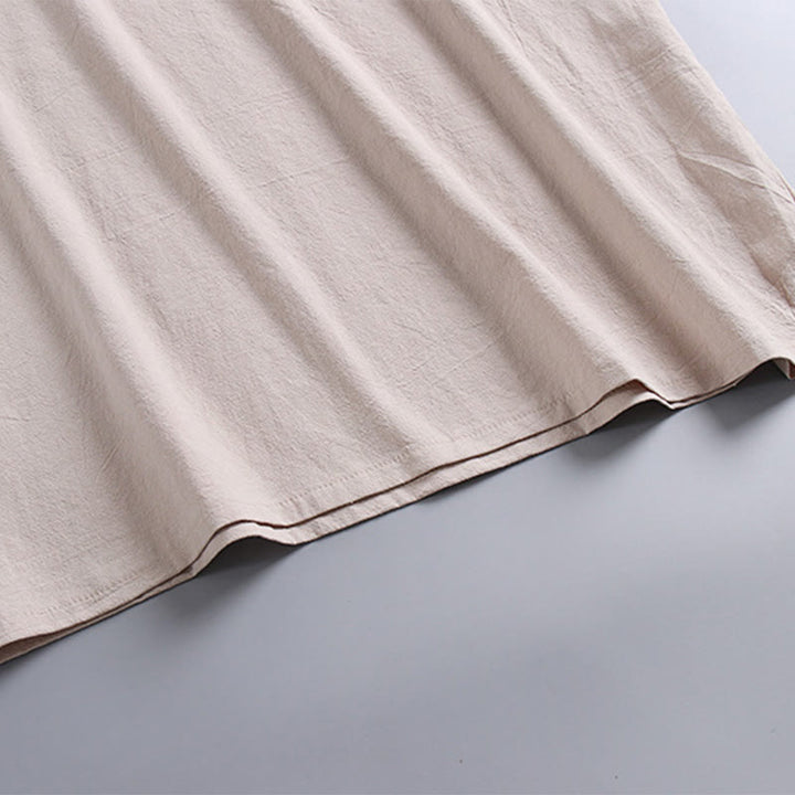 Buddha StonesゆったりメンズTシャツ 無地トップス 半袖 Vネック 通気性 リネンシャツ - image 7