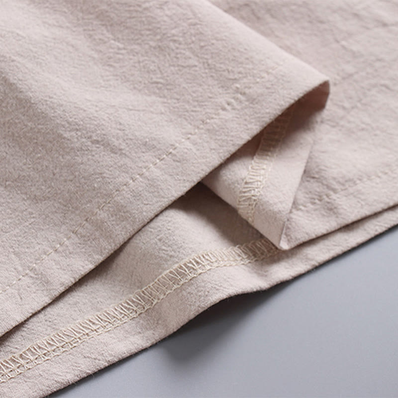 Buddha StonesゆったりメンズTシャツ 無地トップス 半袖 Vネック 通気性 リネンシャツ - image 9