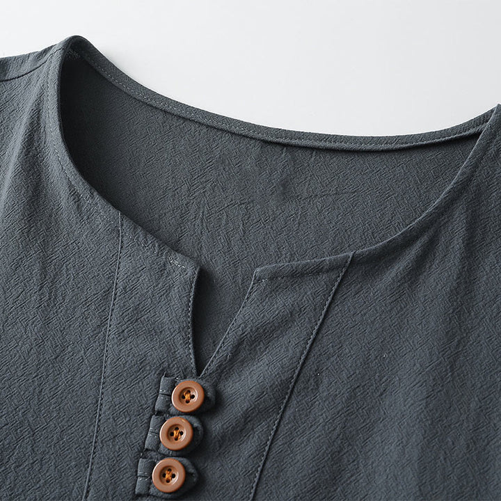 Buddha Stonesメンズ Tシャツ 無地 トップス 半袖 三つボタン Vカラー ソフトコットンシャツ - image 3