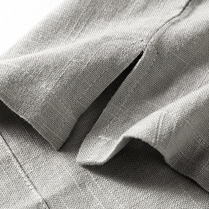 Buddha Stonesゆったりメンズシャツ 無地 ノッチネック トップス 半袖 快適 ボタン 通気性 コットンリネンシャツ - image 10