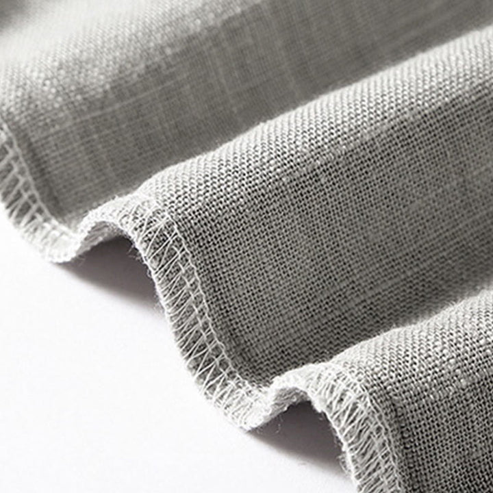 Buddha Stonesゆったりメンズシャツ 無地 ノッチネック トップス 半袖 快適 ボタン 通気性 コットンリネンシャツ - image 14