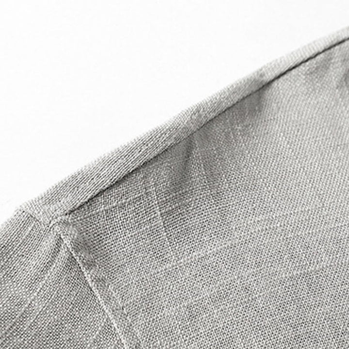 Buddha Stonesゆったりメンズシャツ 無地 ノッチネック トップス 半袖 快適 ボタン 通気性 コットンリネンシャツ - image 8