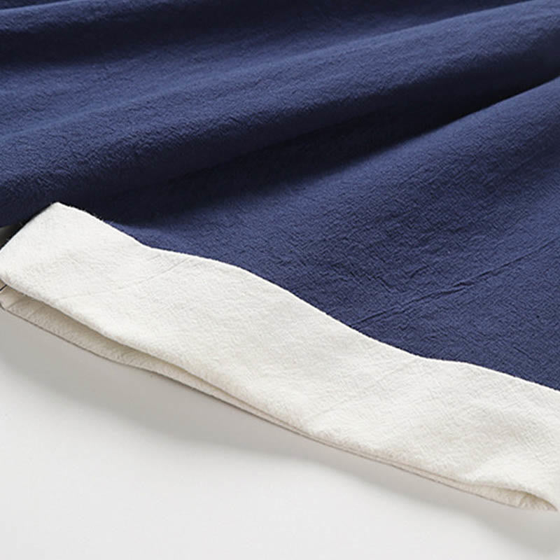 Buddha Stonesフェイクツーピースメンズ半袖カーディガン刺繍漢服快適コットンシャツ - image 10