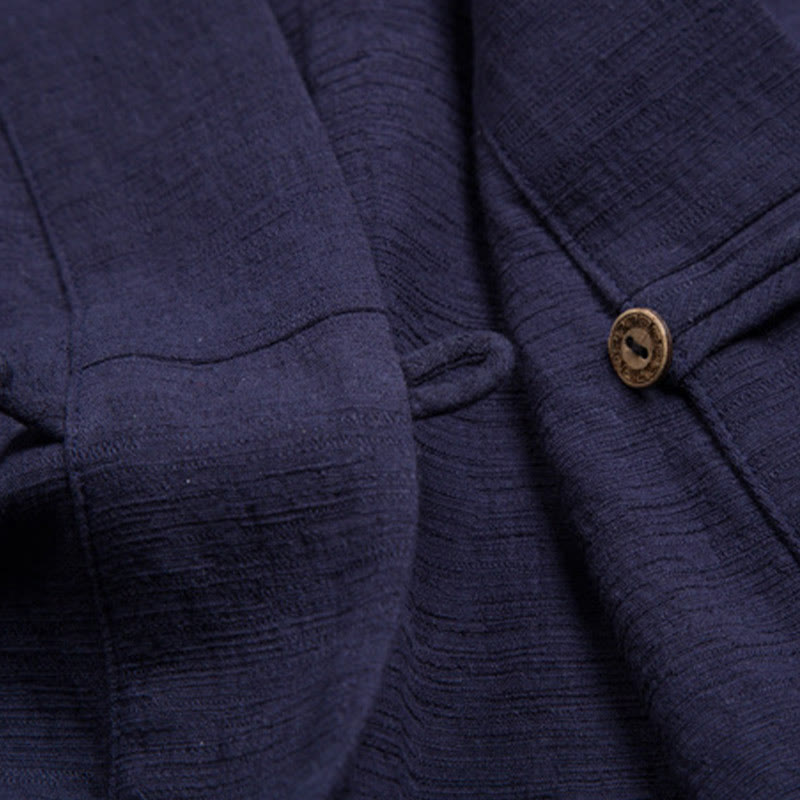 Buddha Stonesメンズ 半袖シャツ ポケット付き Vネック 快適なコットンリネンシャツ - image 11