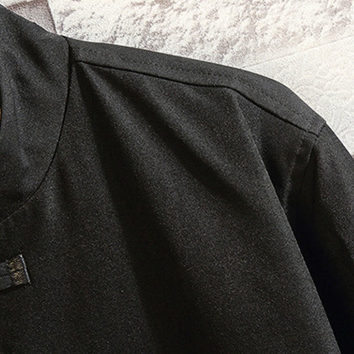Buddha Stones刺繍龍鳳凰カジュアルフロッグボタンコットンメンズジャケットシャツ服 - image 5