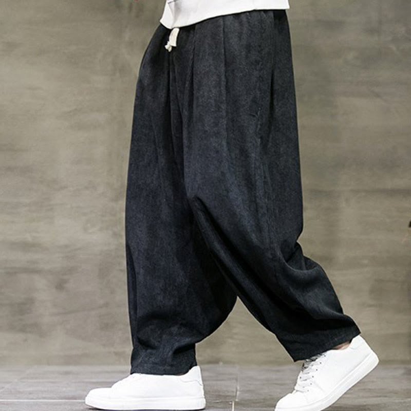 Buddha Stonesカジュアル 無地 コットン ブルマー メンズ パンツ ポケット付き - 黒 - US/UK/AU46、 EU56 (5XL) - image 0