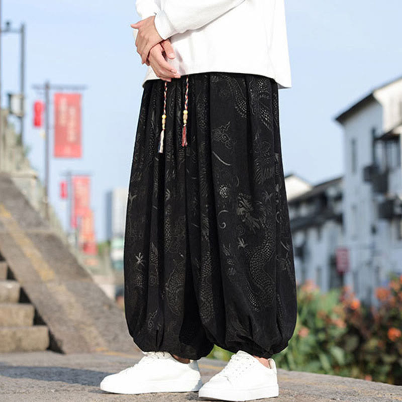 Buddha Stones龍模様カジュアル無地コットンメンズパンツ（ポケット付き） - image 16