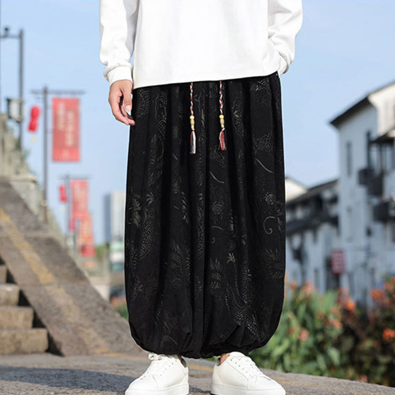 Buddha Stones龍模様カジュアル無地コットンメンズパンツ（ポケット付き） - image 14
